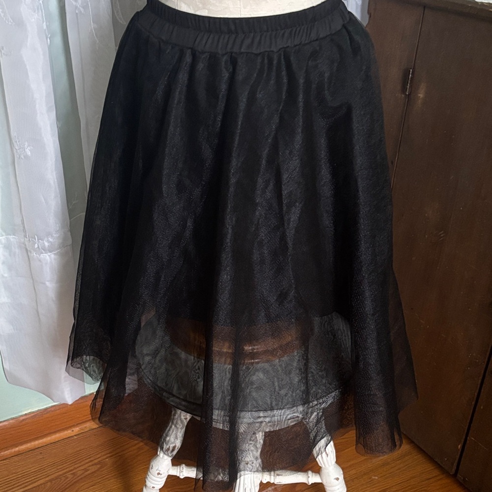 Freckles Black Tulle Party Skirt Sz XL Lined